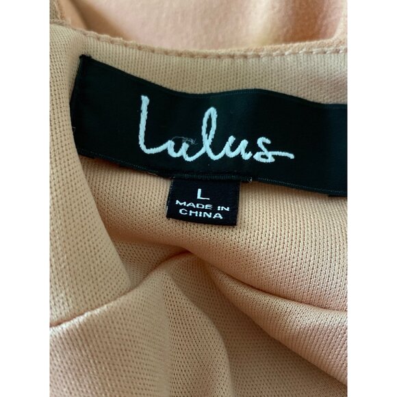 Lulus Peach Lawson Skater Dress With Deep V-Neckline & Open Back Design Size L - Picture 10 of 12